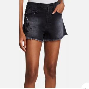 7 For All Mankind Monroe Cut Off Denim Shorts Eclipse Black Star 29 NWT